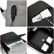 Rechargeable Waterproof Backpack for Men Nylon Oxford Multifunctional Business Laptop Bag(Dark Grey)