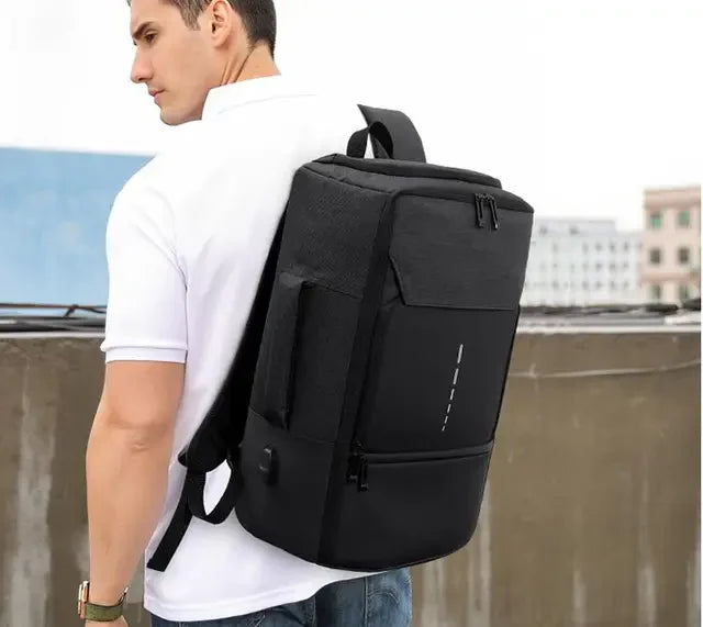 Rechargeable Waterproof Backpack for Men Nylon Oxford Multifunctional Business Laptop Bag(Dark Grey)