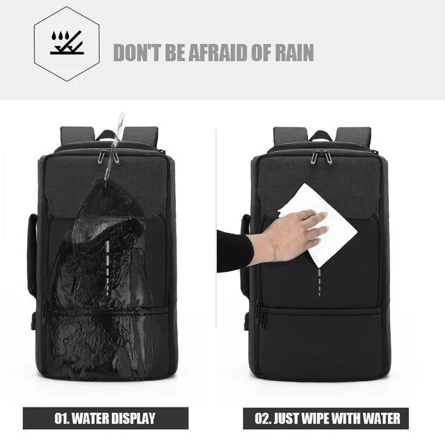 Rechargeable Waterproof Backpack for Men Nylon Oxford Multifunctional Business Laptop Bag(Dark Grey)
