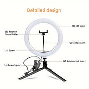 LED Ring Light with Phone Holder, Adjustable Desktop Tripod
