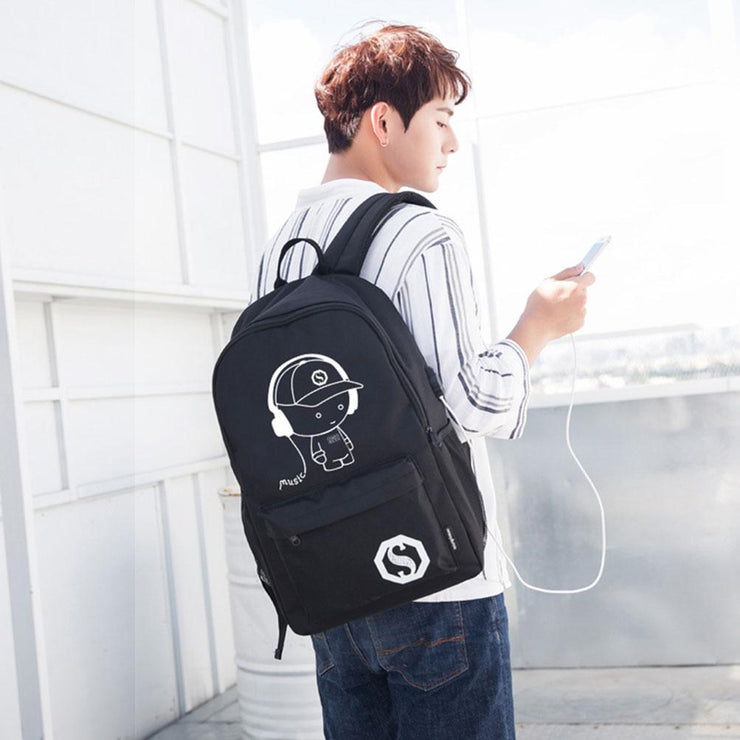 luminous printed music man backpack