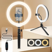 LED Ring Light with Phone Holder, Adjustable Desktop Tripod