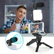 All-in-One Mobile Vlogging Kit with LED Light & Microphonec