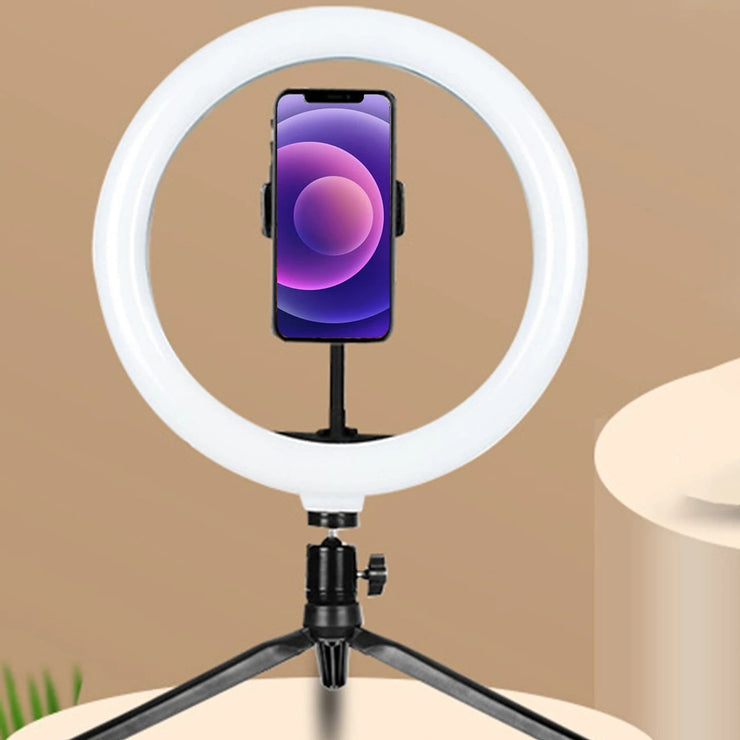 LED Ring Light with Phone Holder, Adjustable Desktop Tripod