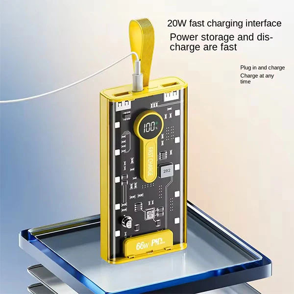 20,000 mAh Power Bank.(66W Transparent high capacity PD20W) Super Fast Charging