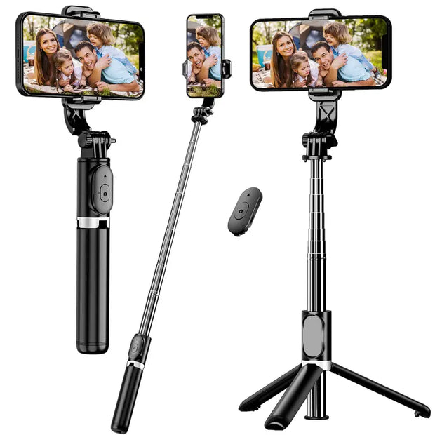 Wireless Cell Phone Selfie Stick Tripod, Bluetooth Remote Control, Phone Holder
