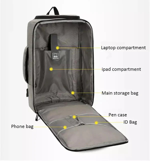 Rechargeable Waterproof Backpack for Men Nylon Oxford Multifunctional Business Laptop Bag(Dark Grey)
