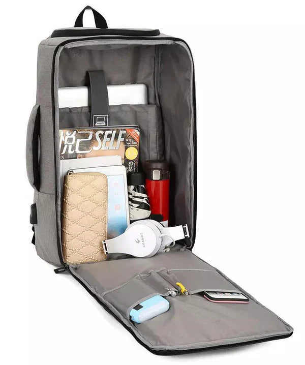 Rechargeable Waterproof Backpack for Men Nylon Oxford Multifunctional Business Laptop Bag(Dark Grey)