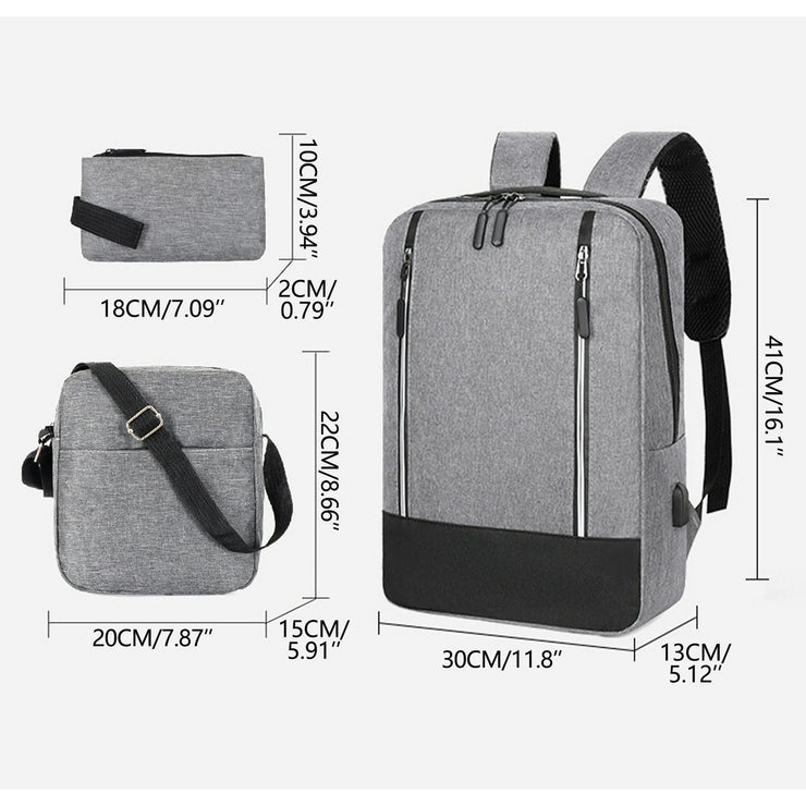 Men's Luxury Backpack with USB Charging Port (3pcs)