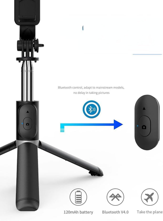 Wireless Cell Phone Selfie Stick Tripod, Bluetooth Remote Control, Phone Holder