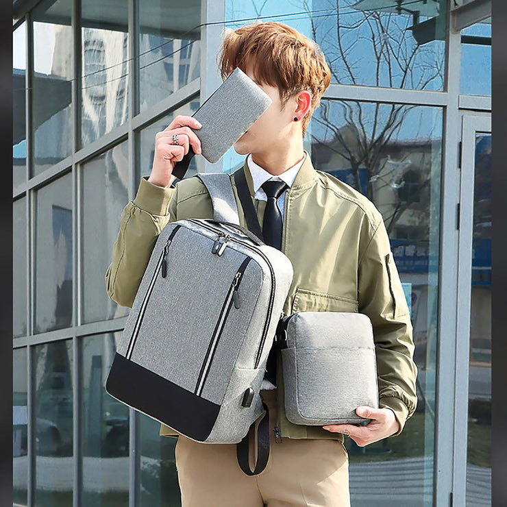 Men's Luxury Backpack with USB Charging Port (3pcs)