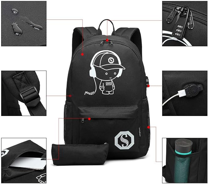 luminous printed music man backpack