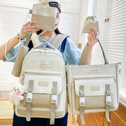 Fashion backpack school bag for girls 5pcs