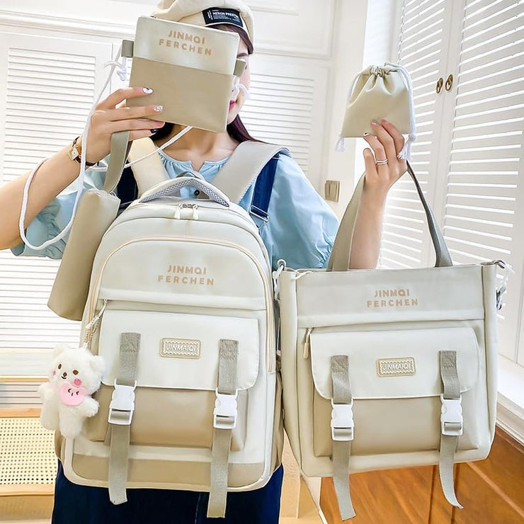Fashion backpack school bag for girls 5pcs