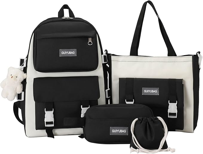 Fashion backpack school bag for girls 5pcs