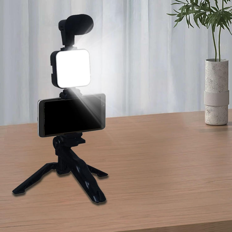 All-in-One Mobile Vlogging Kit with LED Light & Microphonec