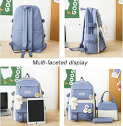 Fashion backpack school bag for girls 5pcs