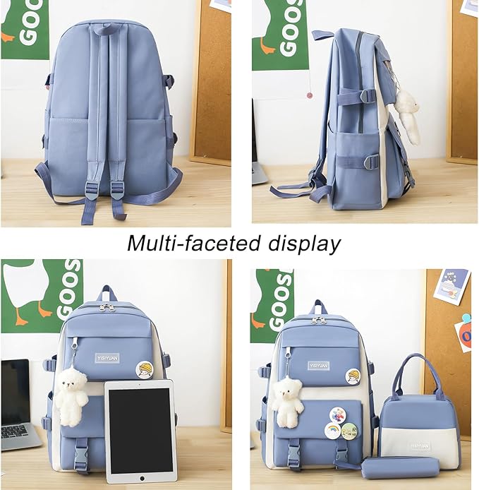 Fashion backpack school bag for girls 5pcs