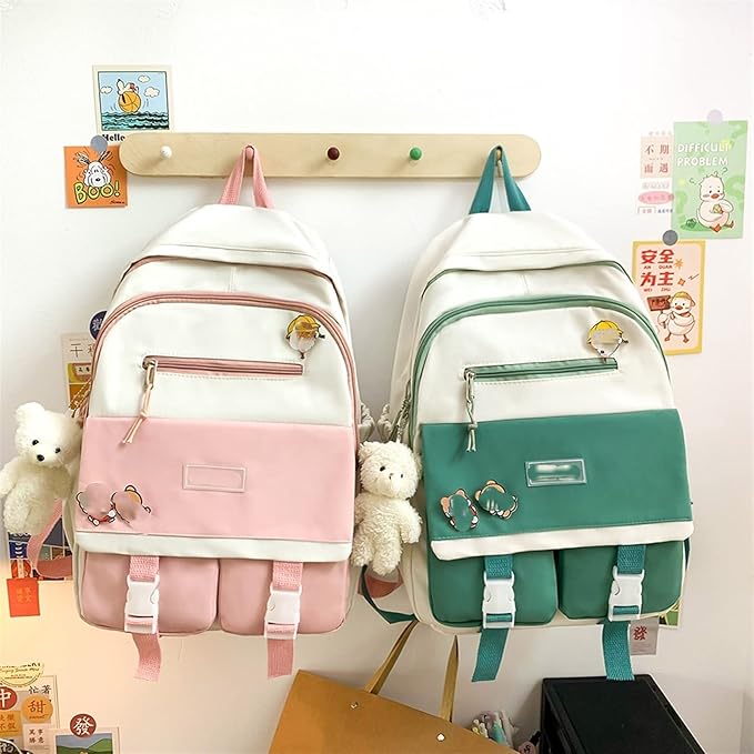 Fashion backpack school bag for girls 5pcs