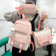Fashion backpack school bag for girls 5pcs