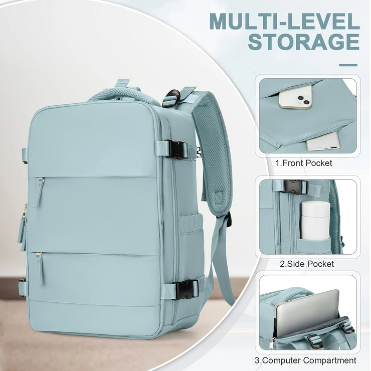Nylon Travel Backpack, 40X20X25Cm, Carry-On Laptop Bag