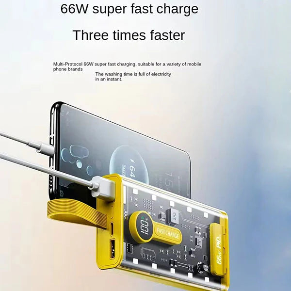 20,000 mAh Power Bank.(66W Transparent high capacity PD20W) Super Fast Charging