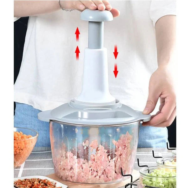 Double Blade Hand Push Chopper & Meat Mincer