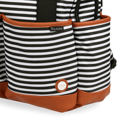 iPack Striped 12-Pocket Baby Diaper Tote Bag – Black & White