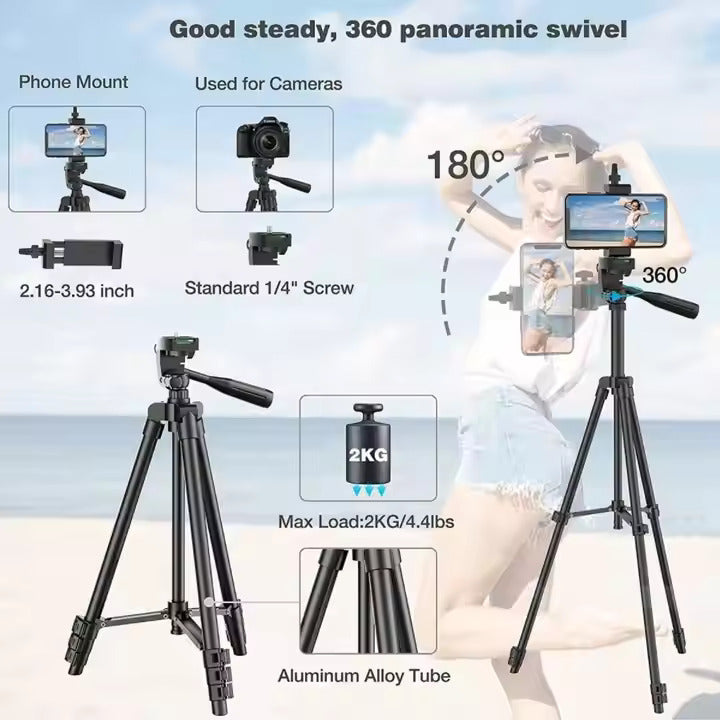 Portable 3520 Digital Camera Tripod with Mobile Phone Holder and Carry Bag Stand for Cellphone