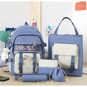 Fashion backpack school bag for girls 5pcs