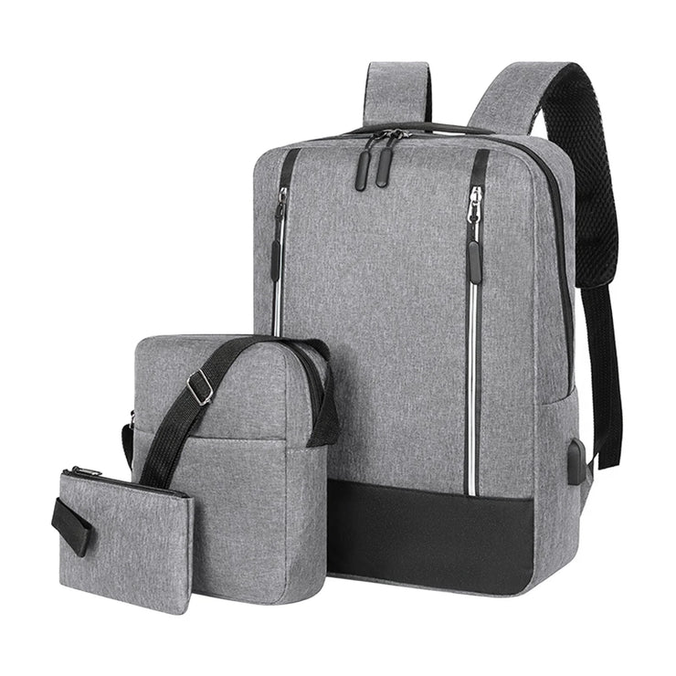Men's Luxury Backpack with USB Charging Port (3pcs)