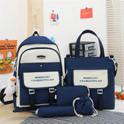Fashion backpack school bag for girls 5pcs