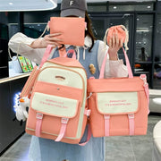 Fashion backpack school bag for girls 5pcs