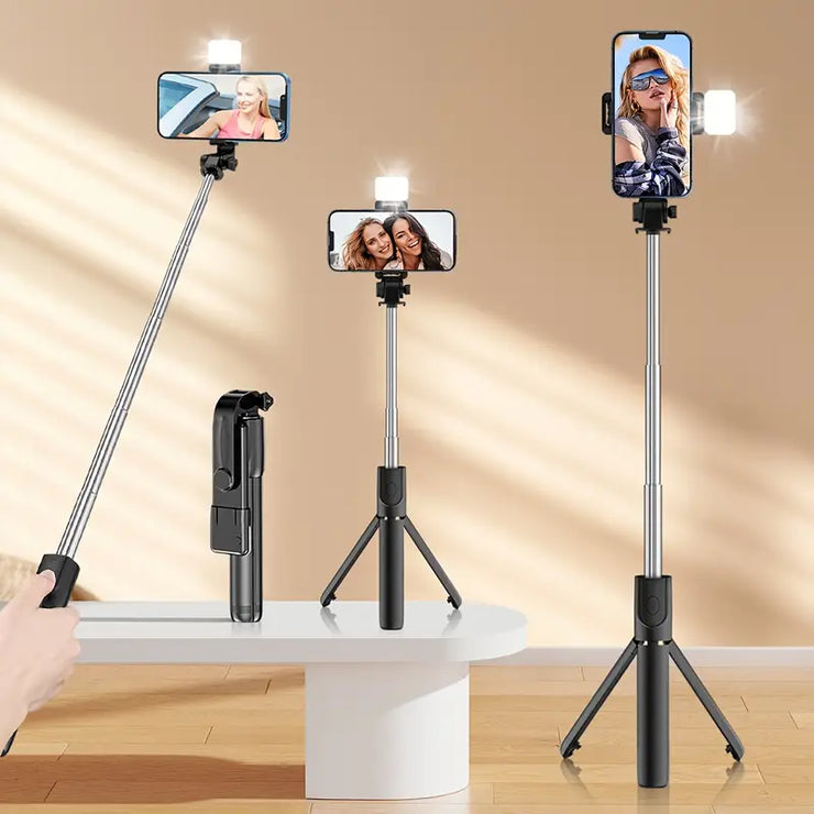 Wireless Cell Phone Selfie Stick Tripod, Bluetooth Remote Control, Phone Holder