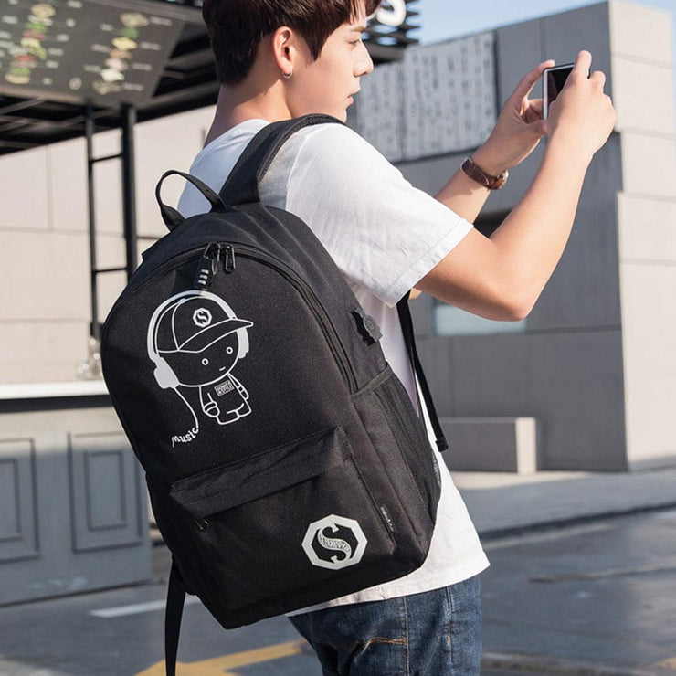 luminous printed music man backpack