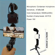 All-in-One Mobile Vlogging Kit with LED Light & Microphonec