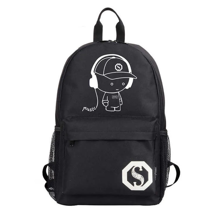 luminous printed music man backpack