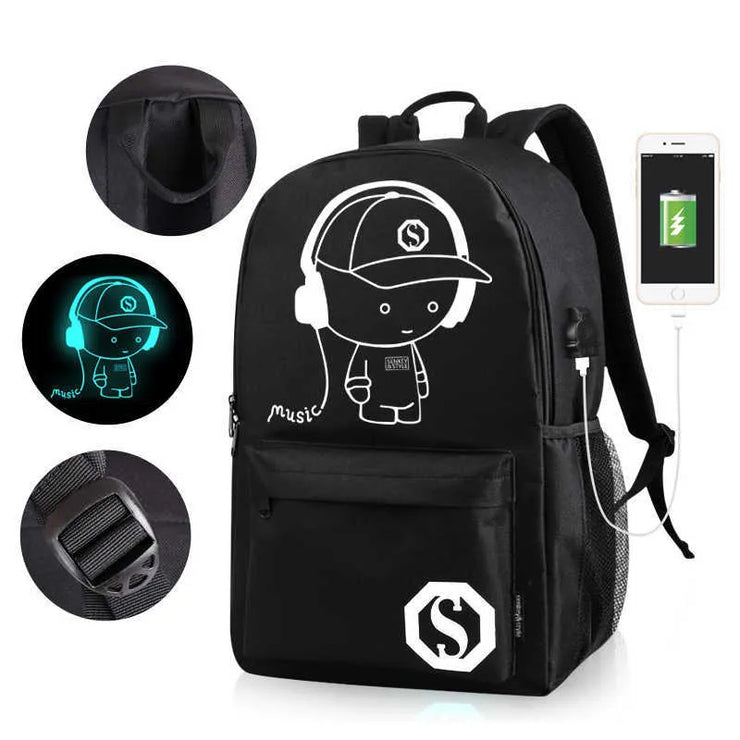 luminous printed music man backpack